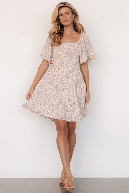 Idera Short Dress | Cream Floral