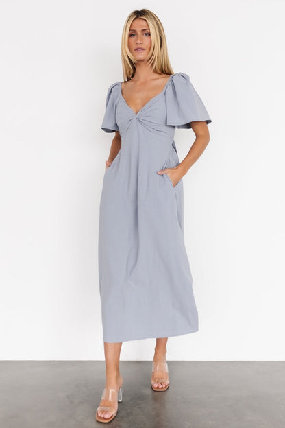 Indie Back Tie Dress | Dusty Blue