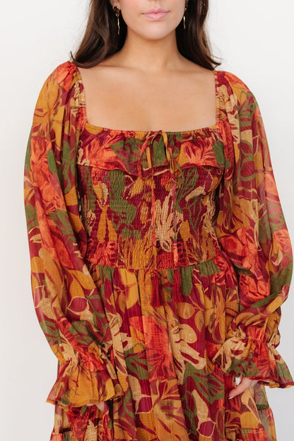 Isadora Tiered Dress | Rust Multi Floral