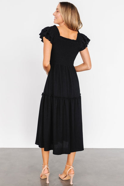 Jacie Smocked Midi Dress | Black