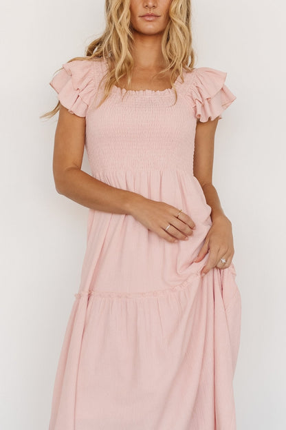Jacie Smocked Midi Dress | Blush