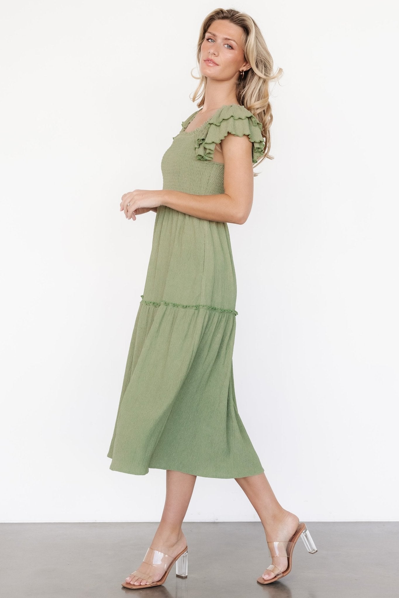 Jacie Smocked Midi Dress | Sage
