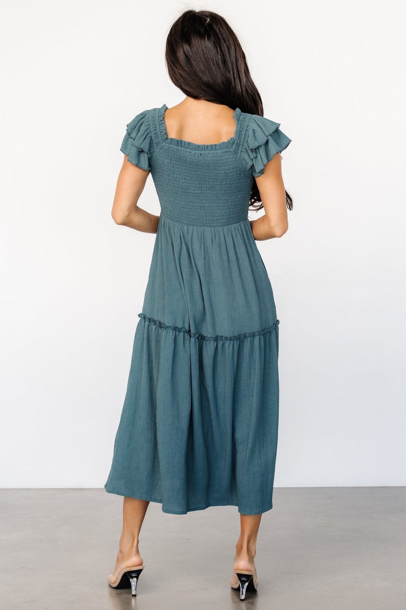 Jacie Smocked Midi Dress | Vintage Teal