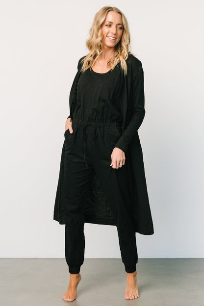 Janae Jumpsuit + Cardigan Set | Black