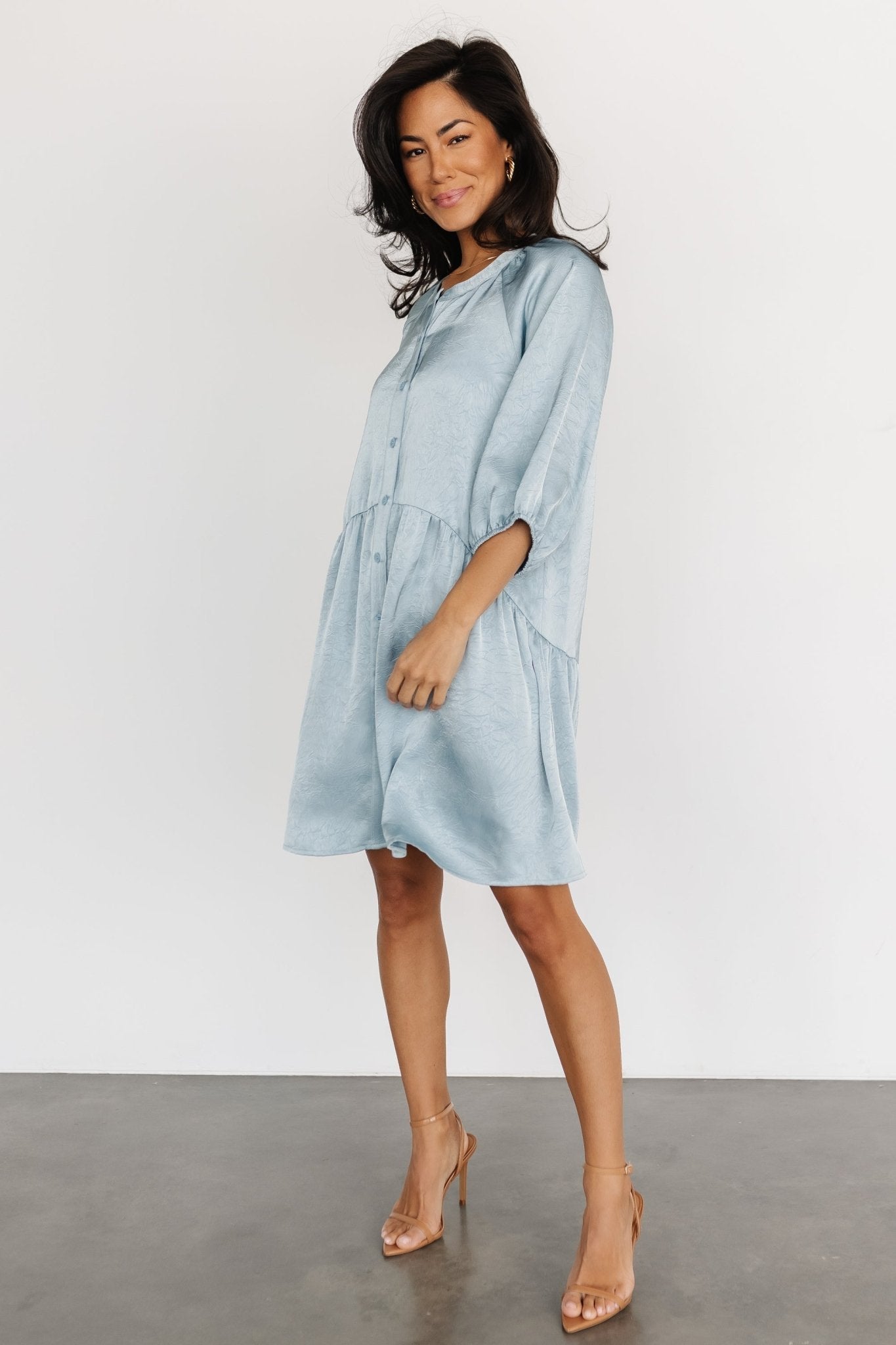 Janice Button Dress | Blue