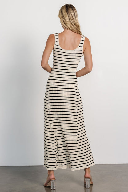 Jesse Ribbed Tank Maxi Dress | Ivory + Black