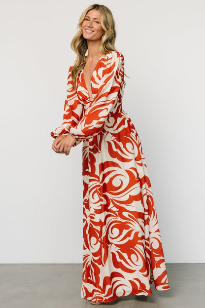 Jessica Maxi Dress | Cream + Rust