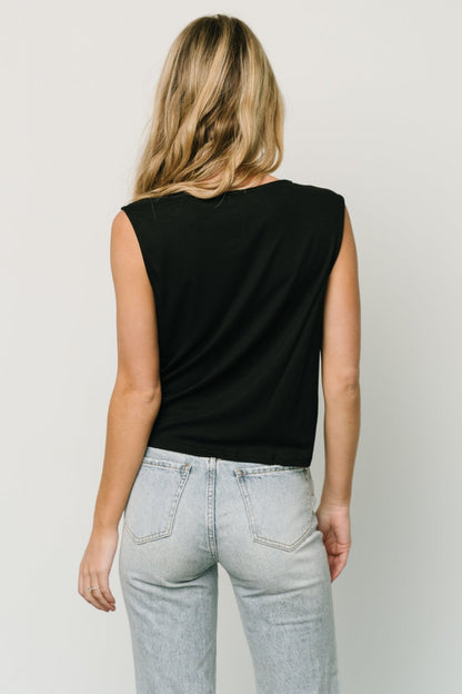 Jia Ruched Tank Top | Black