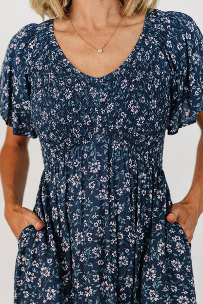 Joanie Smocked Dress | Blue Floral
