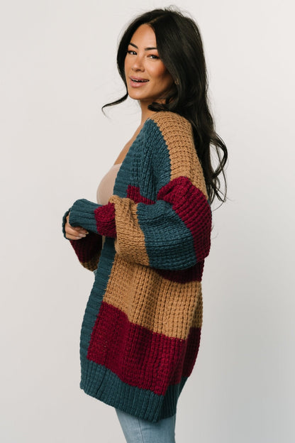 Jonah Chunky Knit Cardigan | Deep Topaz Multi