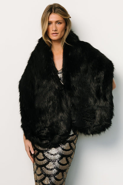 Jovie Faux Fur Shawl | Black