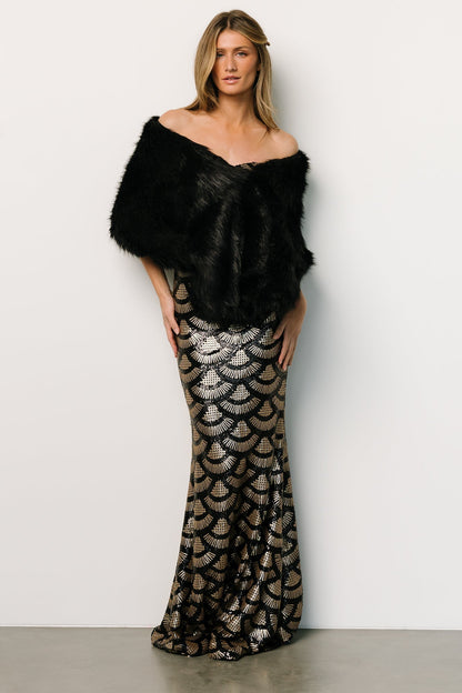 Jovie Faux Fur Shawl | Black