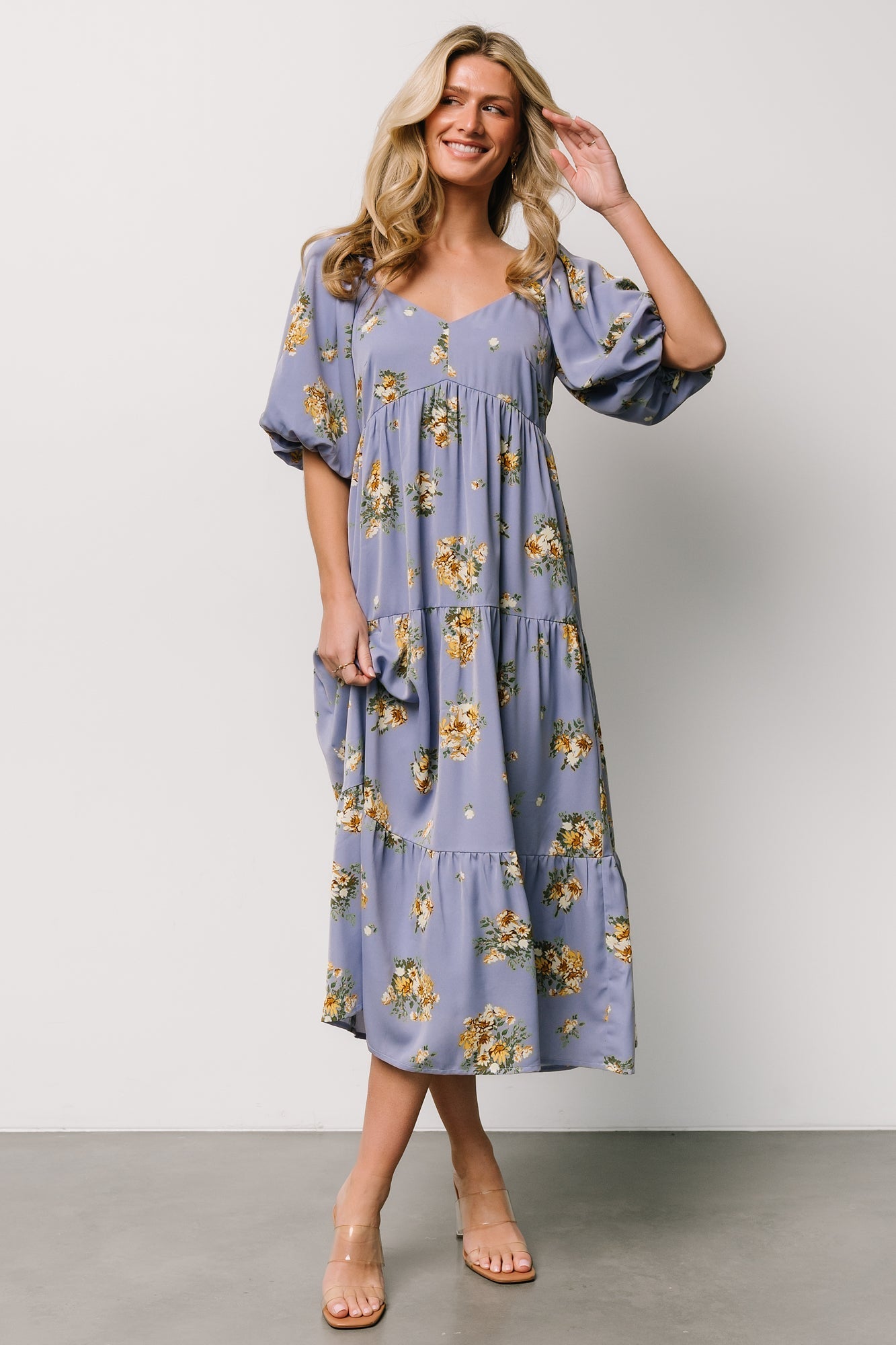 Judith Dress | Blue + Golden Floral