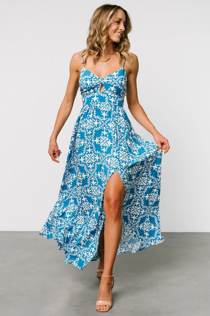 Kali Maxi Dress | Blue + White