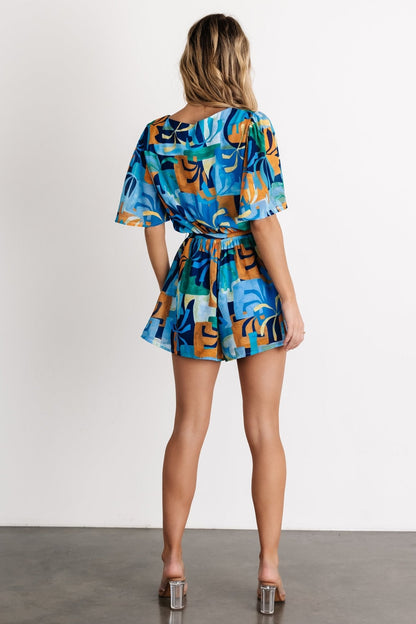 Karissa Romper | Blue Multi Print