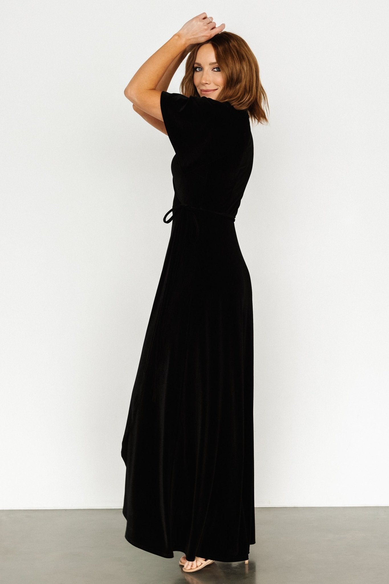 Katelyn Velvet Maxi Wrap Dress | Black