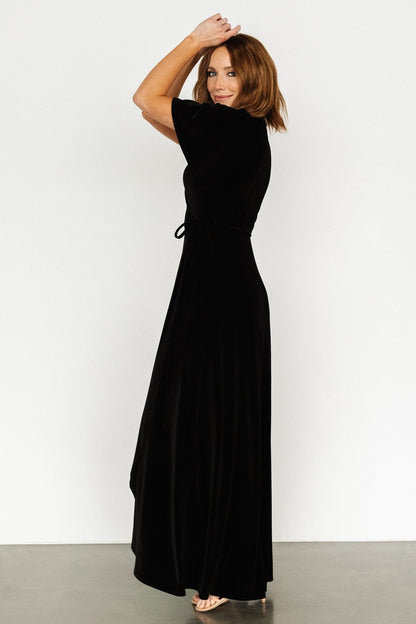 Katelyn Velvet Maxi Wrap Dress | Black