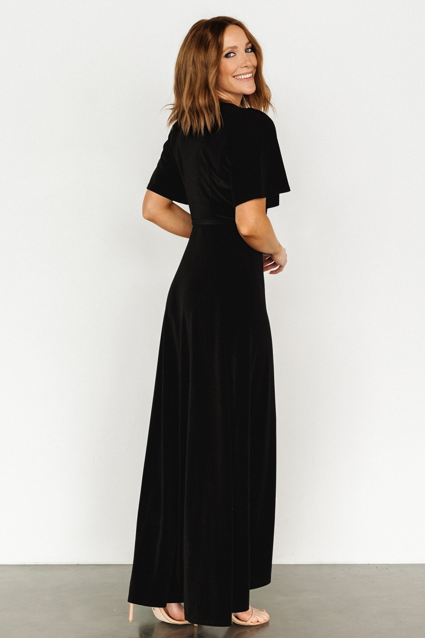 Katelyn Velvet Maxi Wrap Dress | Black
