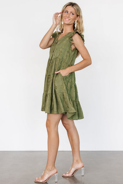 Kayla Button Up Short Dress | Olive