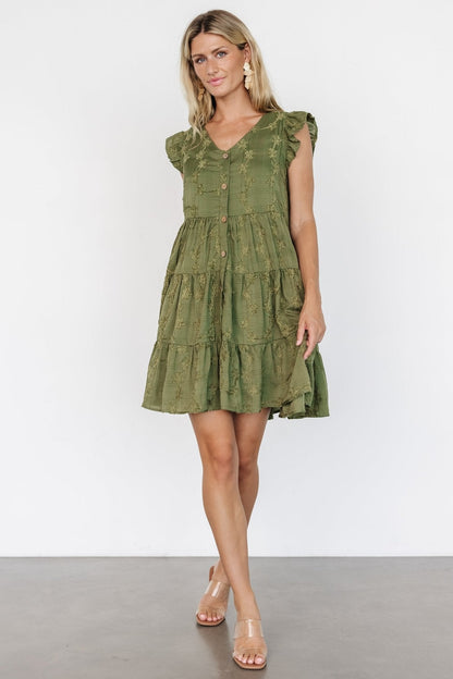 Kayla Button Up Short Dress | Olive