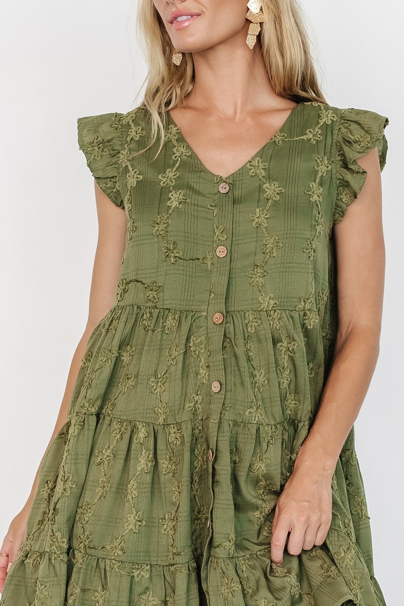 Kayla Button Up Short Dress | Olive