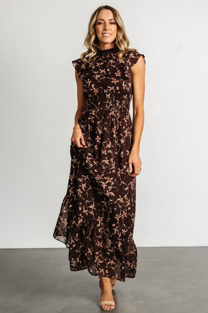 Kearny Ruffle Maxi Dress | Brown + Natural