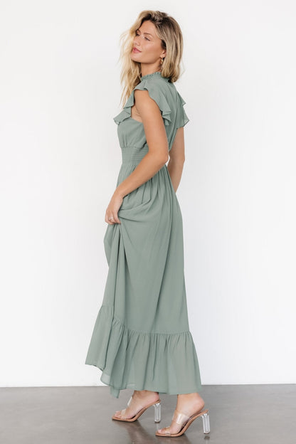 Kearny Ruffle Maxi Dress | Eucalyptus