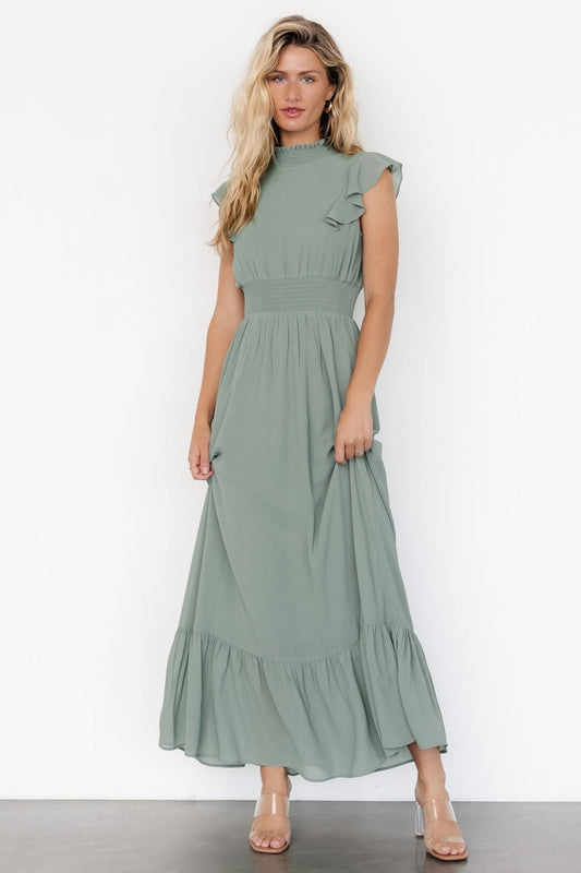 Kearny Ruffle Maxi Dress | Eucalyptus