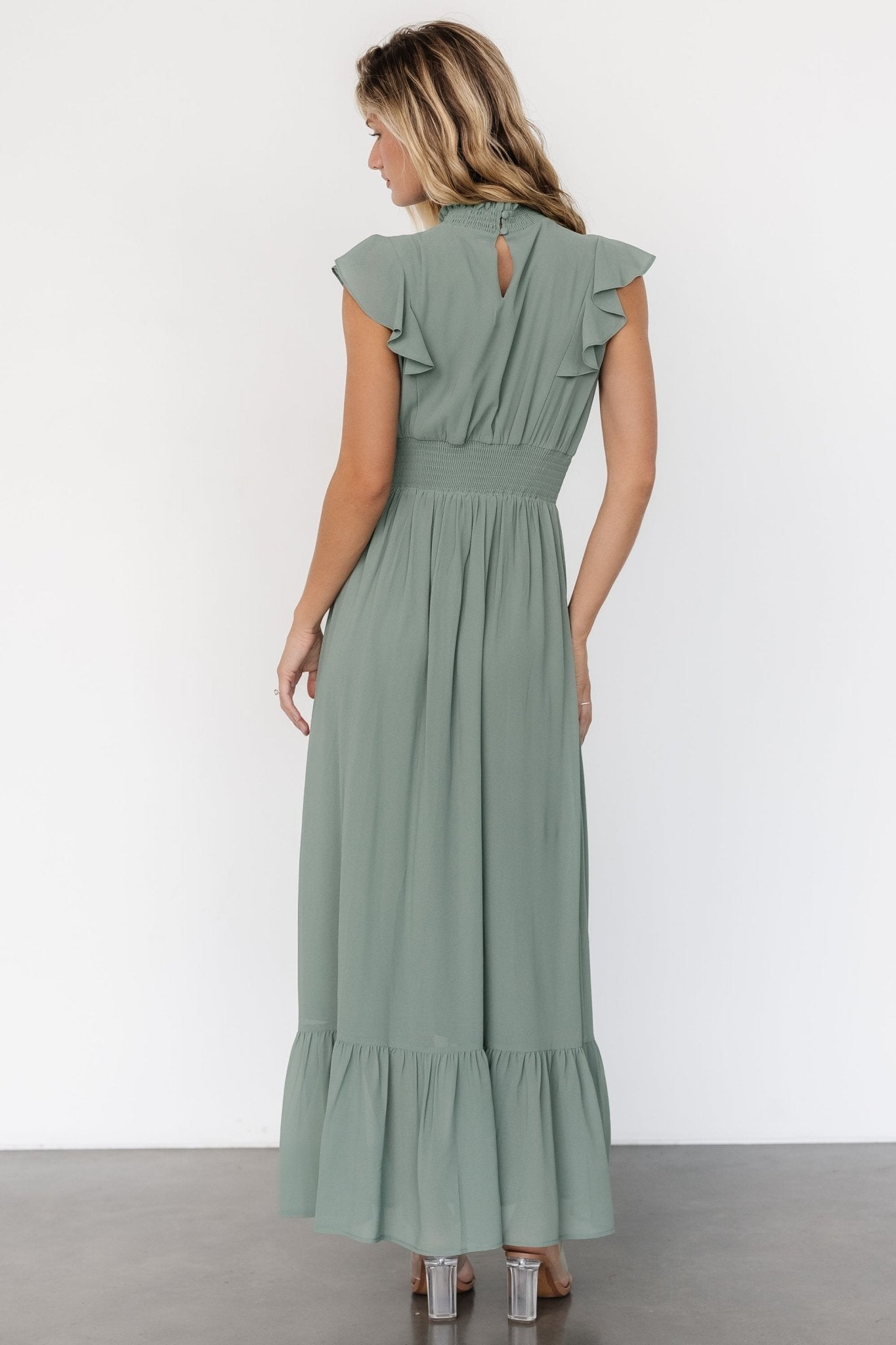 Kearny Ruffle Maxi Dress | Eucalyptus