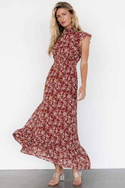 Kearny Ruffle Maxi Dress | Rust Print
