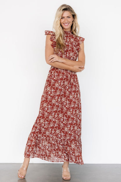 Kearny Ruffle Maxi Dress | Rust Print