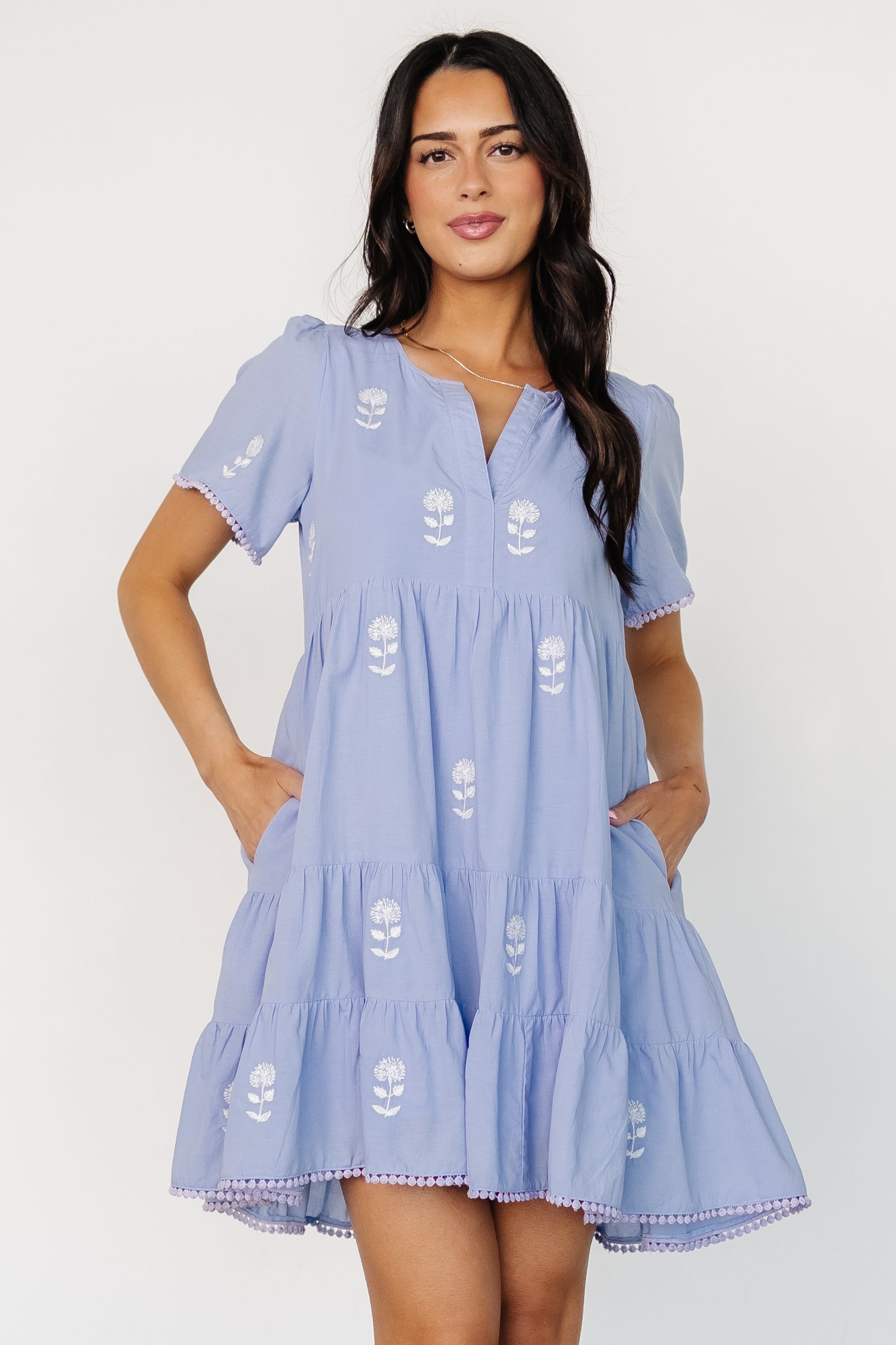 Keegan Short Dress | Blue + Ivory Floral