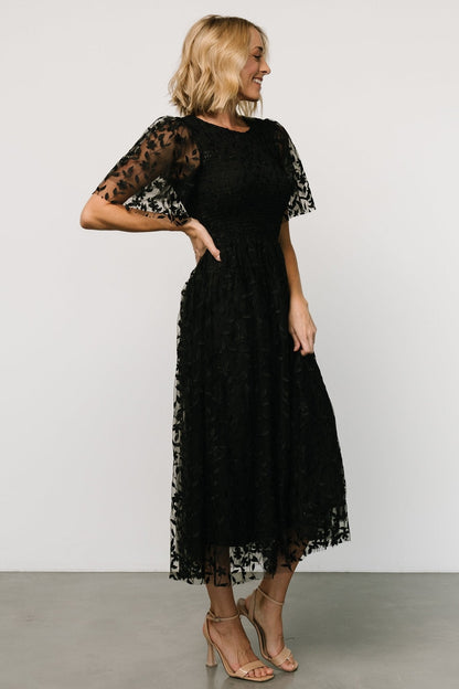 Kendra Embroidered Dress | Black