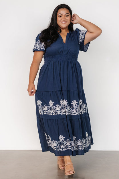 Kennedy Embroidered Maxi Dress | Blue