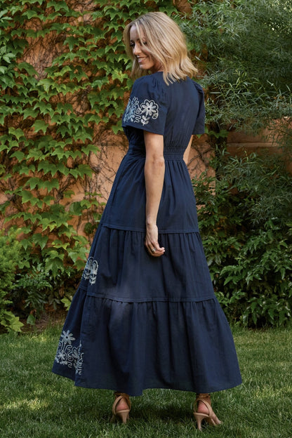 Kennedy Embroidered Maxi Dress | Blue