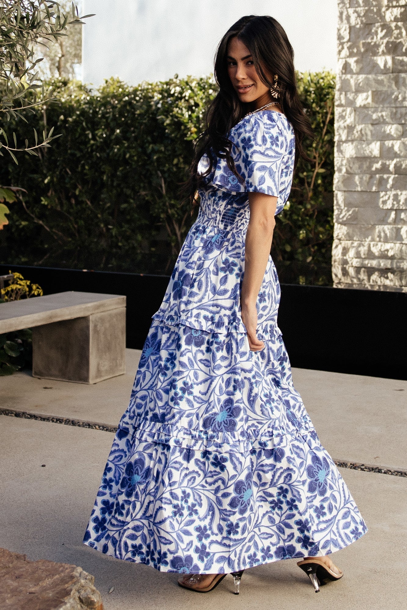 Kiana Poplin Maxi Dress | Blue Multi