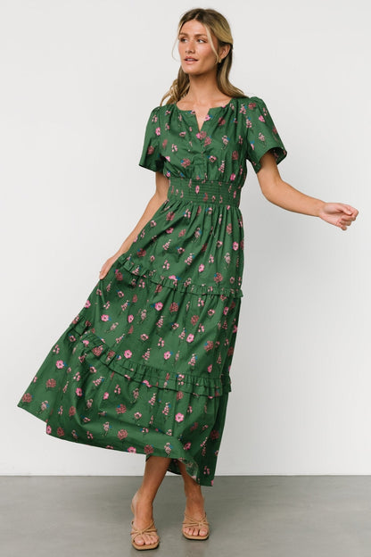 Kiana Poplin Maxi Dress | Green + Pink