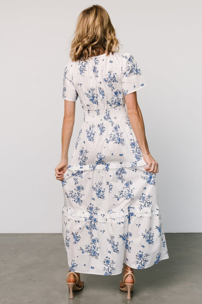 Kiana Poplin Maxi Dress | Off White + Blue