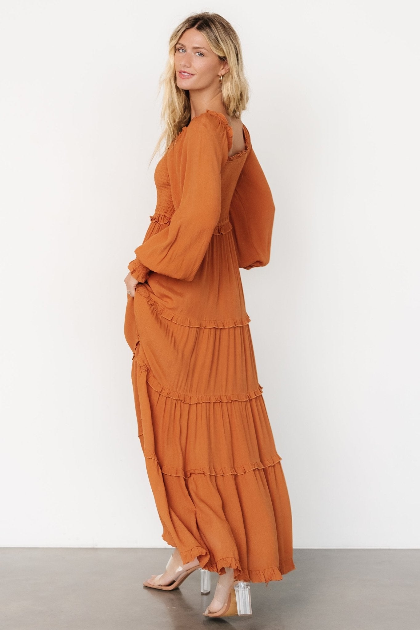 Lana Smocked Maxi Dress | Camel
