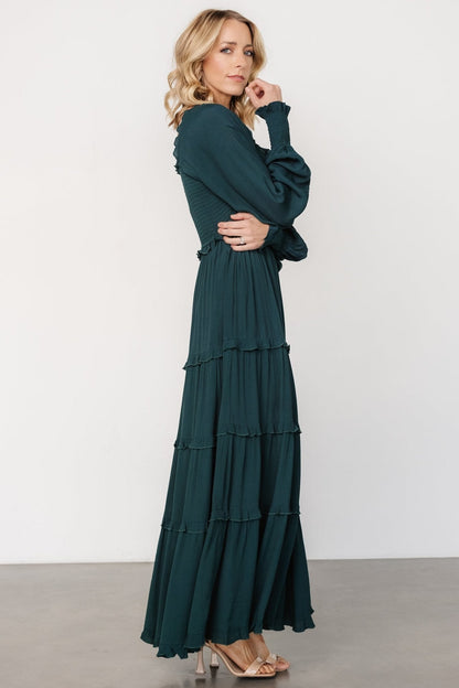 Lana Smocked Maxi Dress | Dark Green