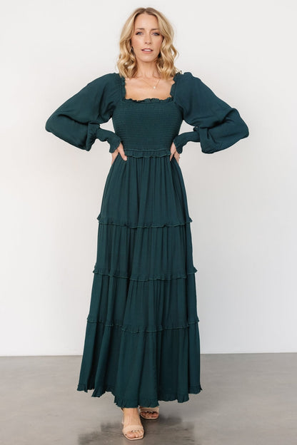 Lana Smocked Maxi Dress | Dark Green