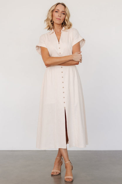 Larah Button Dress | Natural