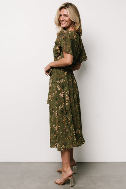 Laurel Midi Dress | Olive Floral