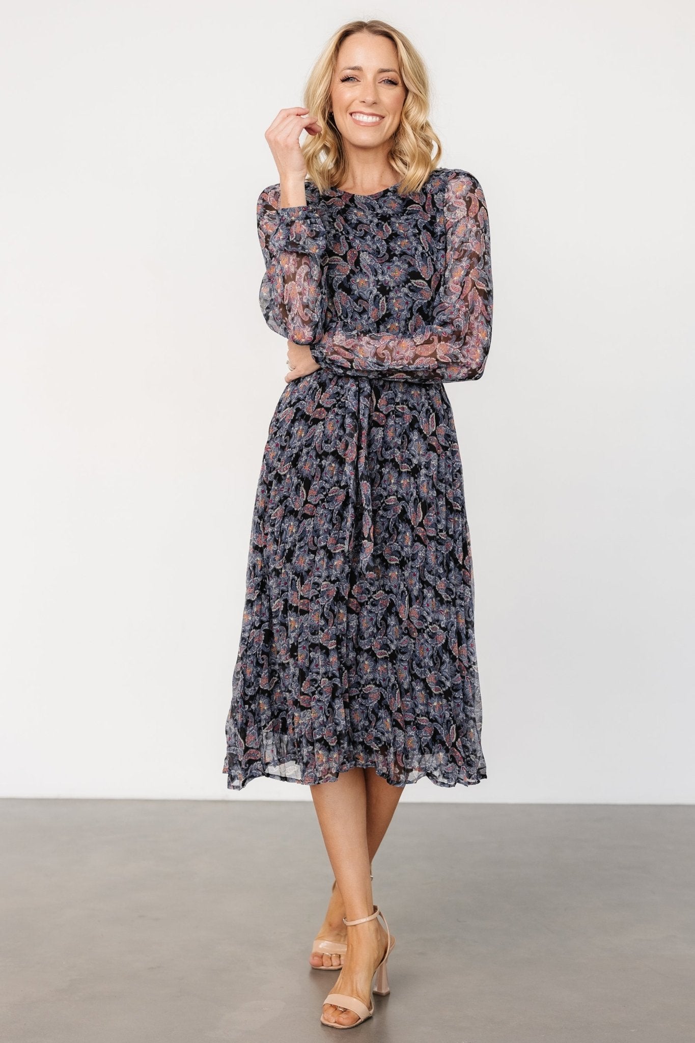 Laurie Midi Dress | Black Print