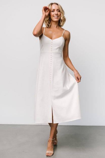 Laya Button Front Dress | Ivory