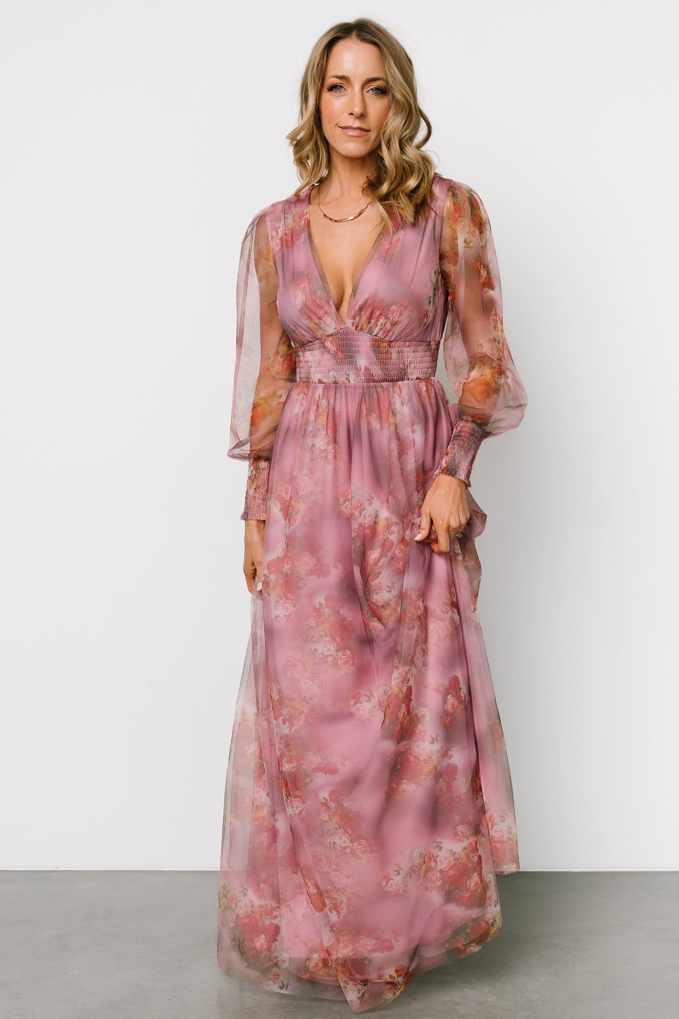 Layla Tulle Maxi Dress | Dusty Orchid Floral