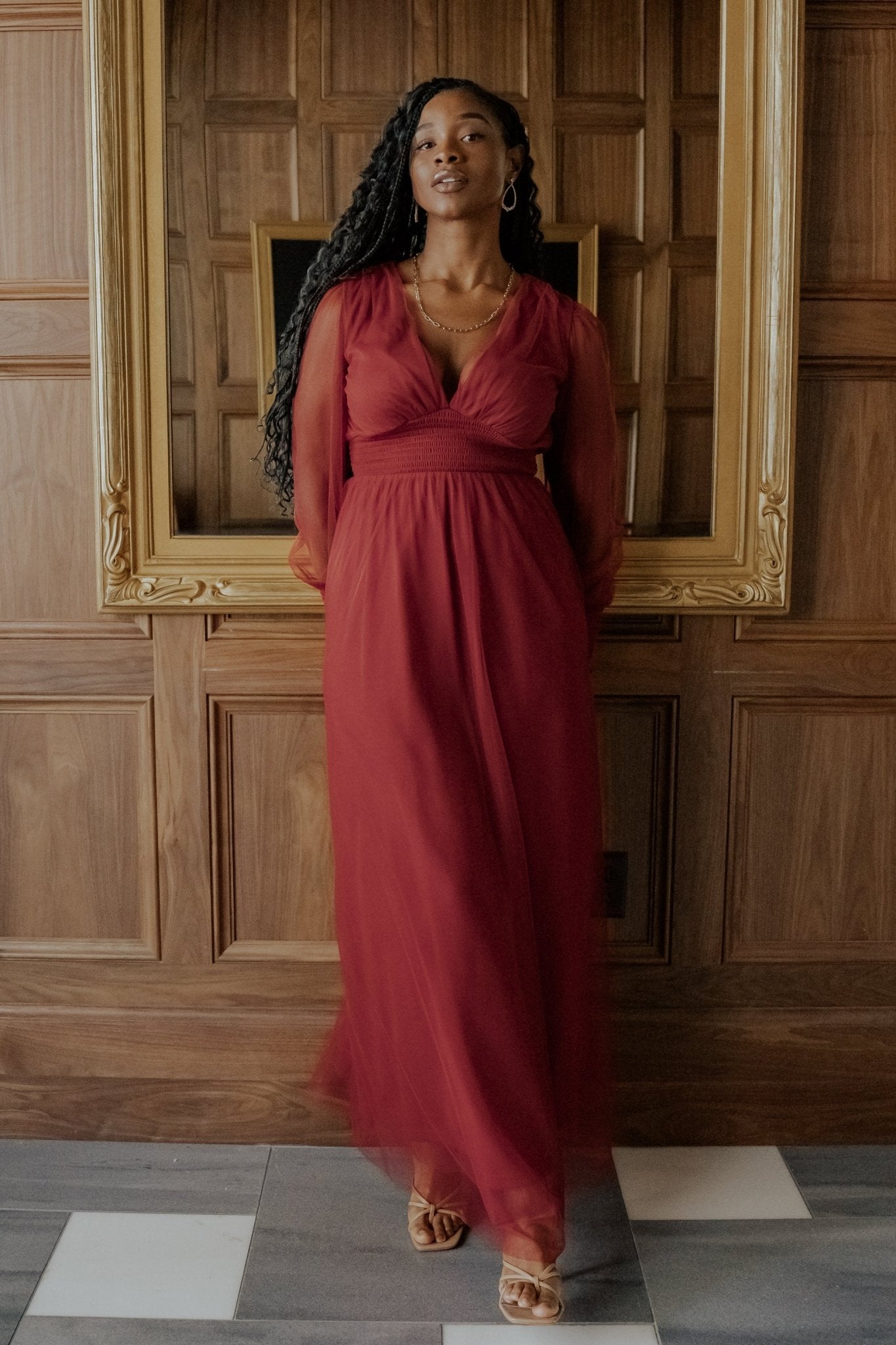 Layla Tulle Maxi Dress | Terracotta