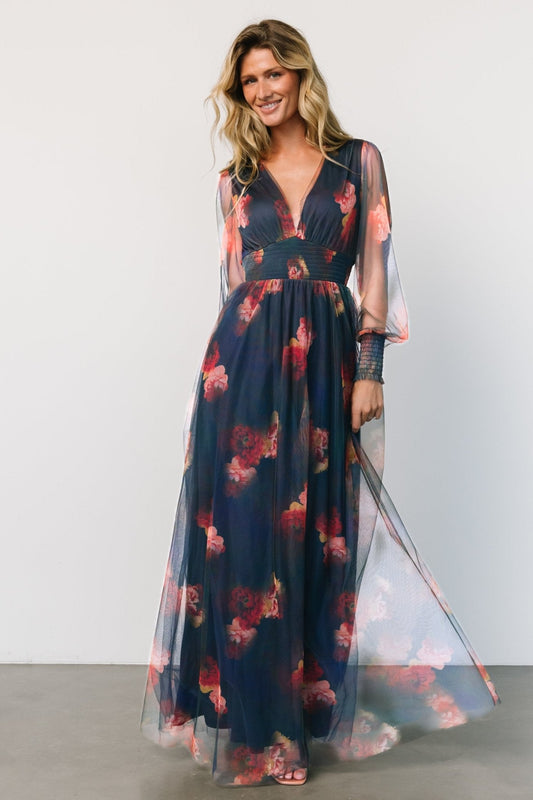 Layla Tulle Maxi Dress | Topaz Ombre Floral