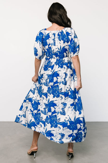 Leela Maxi Dress | Cobalt + Off White