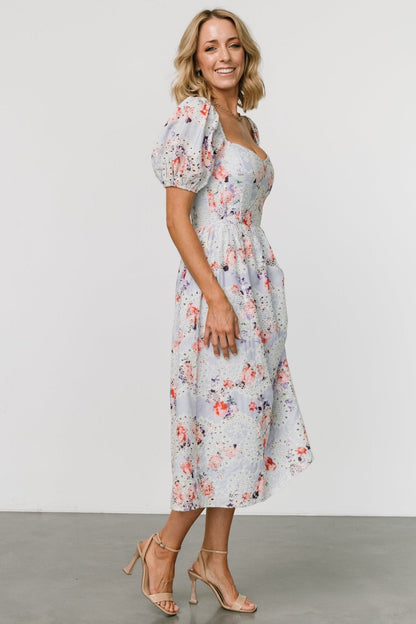 Leila Eyelet Midi Dress | Light Blue Floral